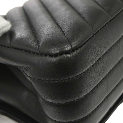 Chanel Black Lambskin Chevron Turnlock Mini Full Flap Shoulder Bag