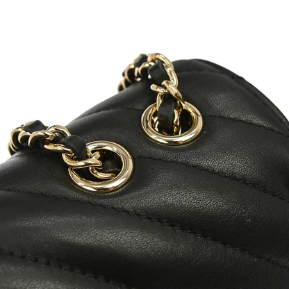 Chanel Black Lambskin Chevron Turnlock Mini Full Flap Shoulder Bag