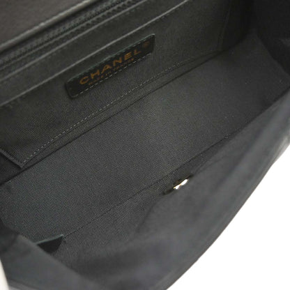 Chanel Black Lambskin Chevron Turnlock Mini Full Flap Shoulder Bag