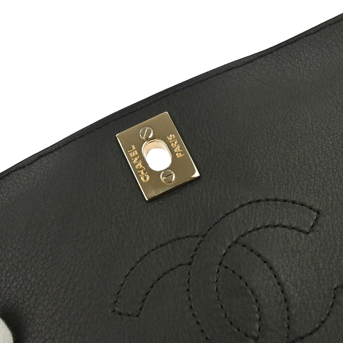 Chanel Black Lambskin Chevron Turnlock Mini Full Flap Shoulder Bag