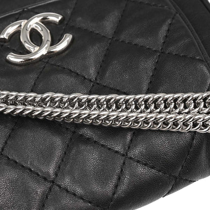 Chanel Black Lambskin Accordion Flap Shoulder Bag