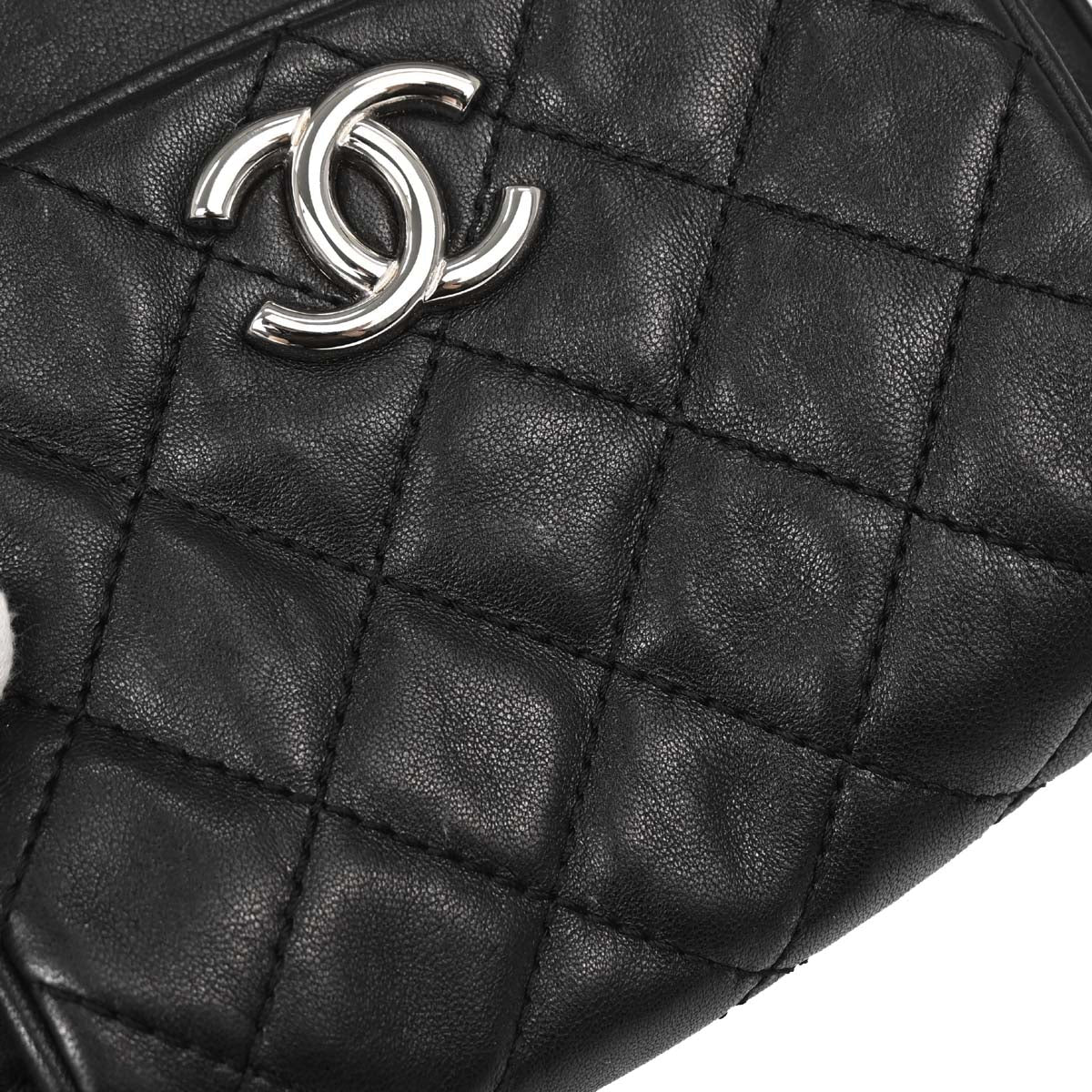 Chanel Black Lambskin Accordion Flap Shoulder Bag