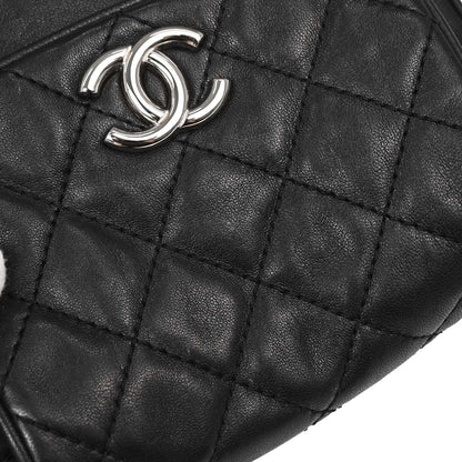 Chanel Black Lambskin Accordion Flap Shoulder Bag