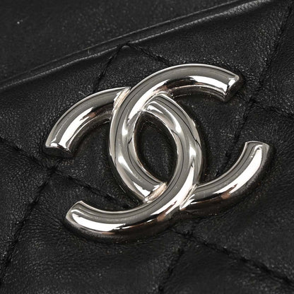 Chanel Black Lambskin Accordion Flap Shoulder Bag