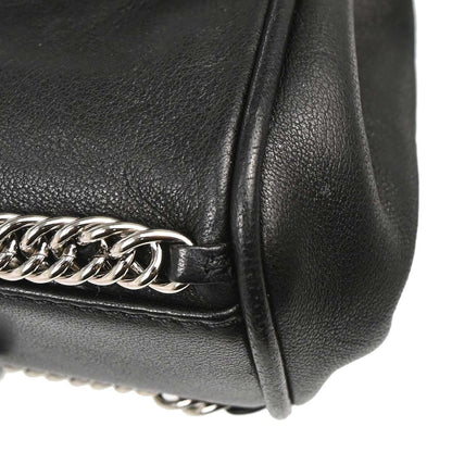 Chanel Black Lambskin Accordion Flap Shoulder Bag