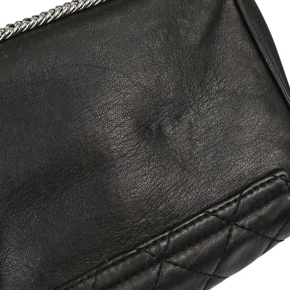 Chanel Black Lambskin Accordion Flap Shoulder Bag