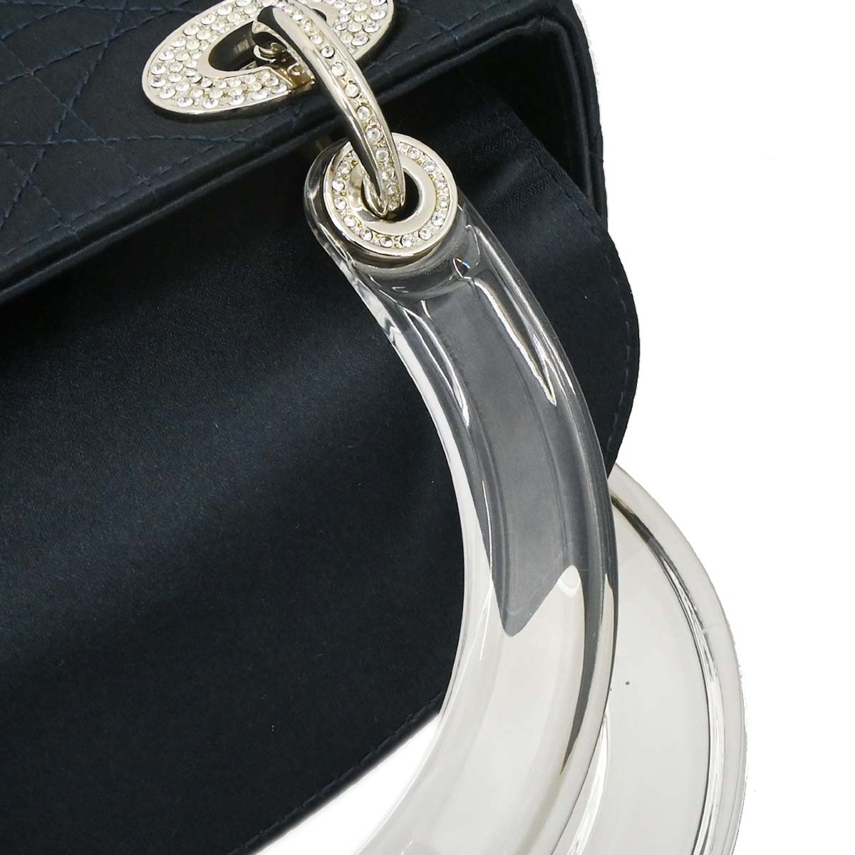Christian Dior Navy Satin Small Lady Dior Handbag