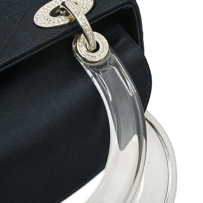 Christian Dior Navy Satin Small Lady Dior Handbag