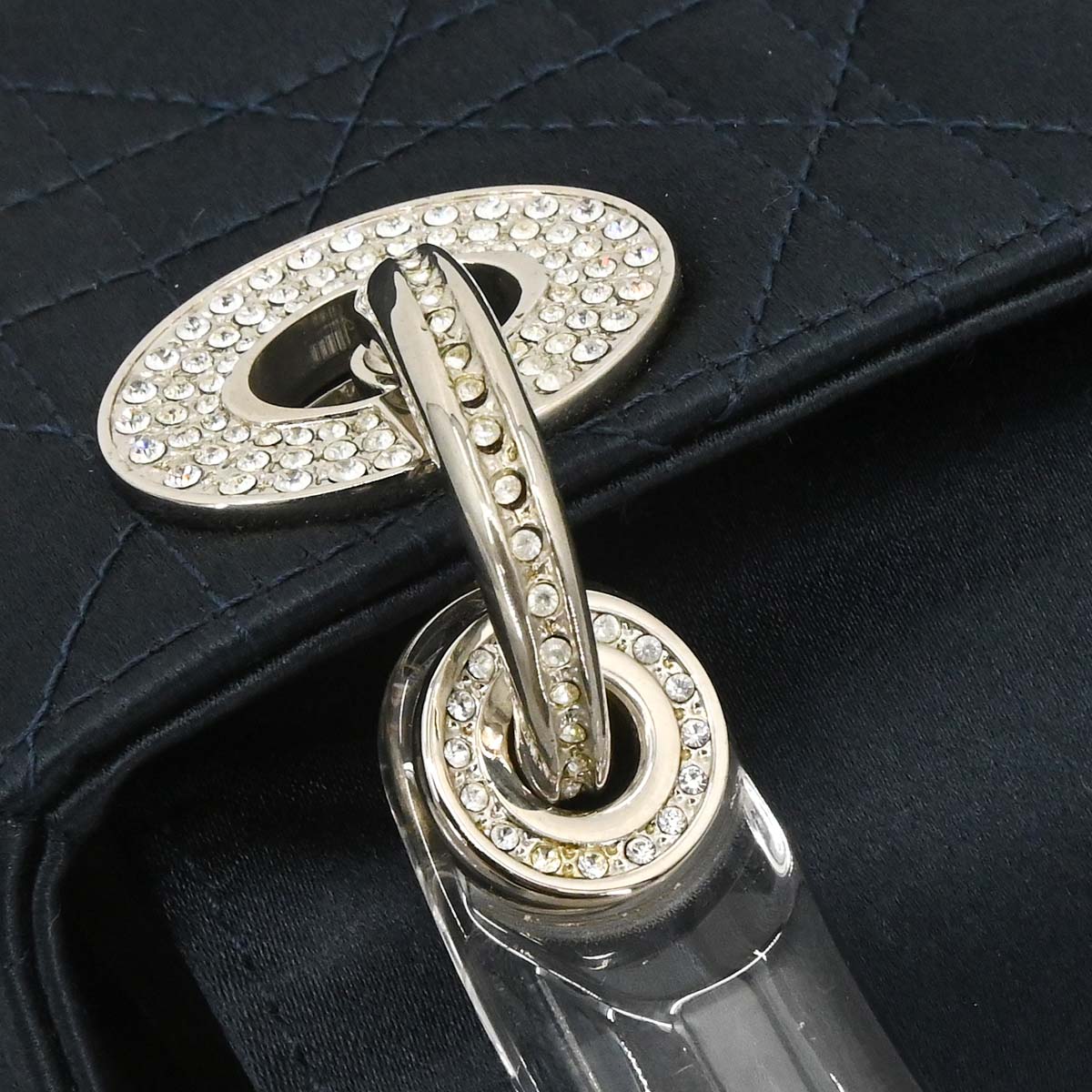 Christian Dior Navy Satin Small Lady Dior Handbag