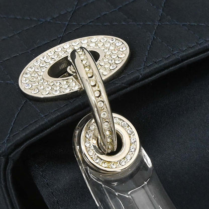 Christian Dior Navy Satin Small Lady Dior Handbag