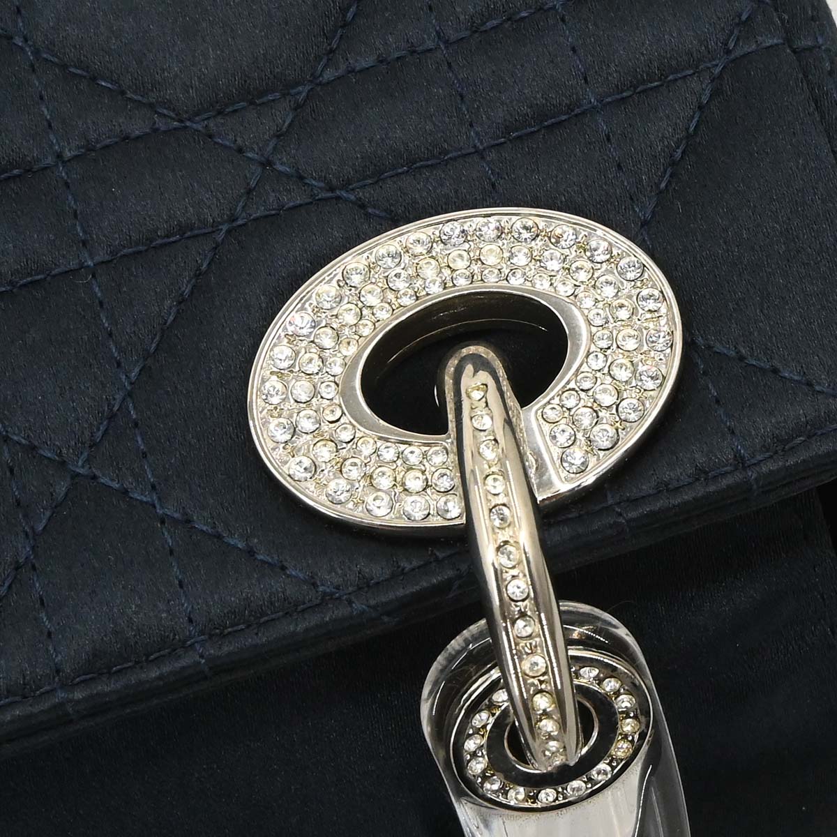 Christian Dior Navy Satin Small Lady Dior Handbag