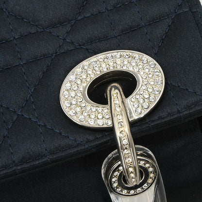 Christian Dior Navy Satin Small Lady Dior Handbag