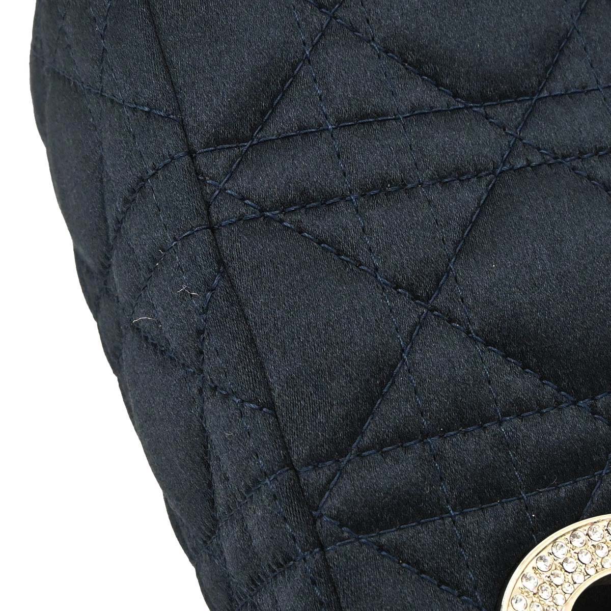 Christian Dior Navy Satin Small Lady Dior Handbag