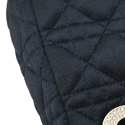 Christian Dior Navy Satin Small Lady Dior Handbag