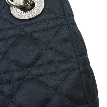Christian Dior Navy Satin Small Lady Dior Handbag