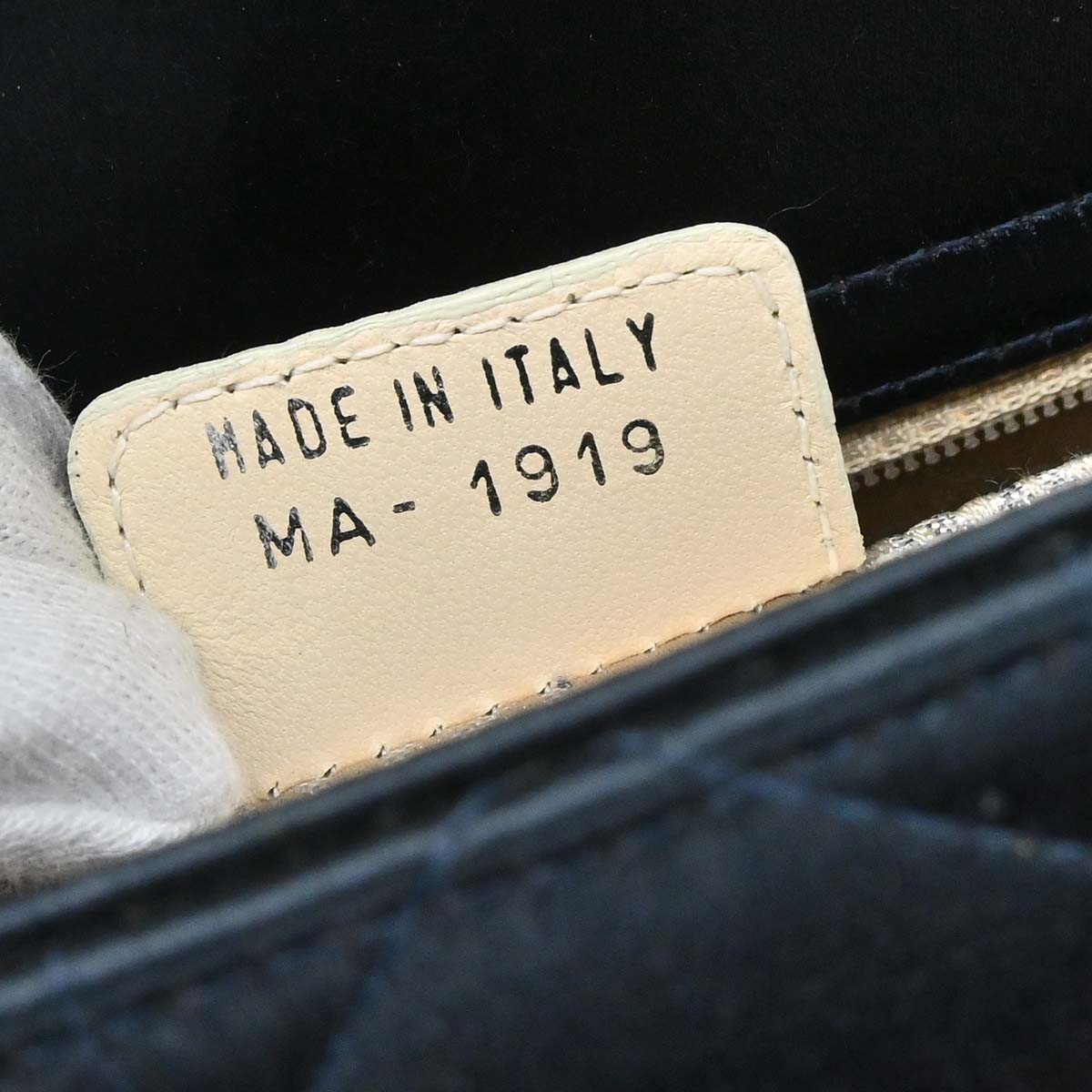 Christian Dior Navy Satin Small Lady Dior Handbag