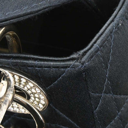 Christian Dior Navy Satin Small Lady Dior Handbag