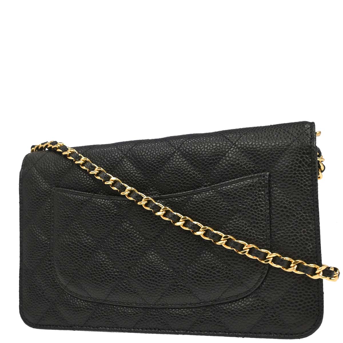 Chanel 2019 Black Caviar Skin Classic WOC Wallet on Chain Shoulder Bag