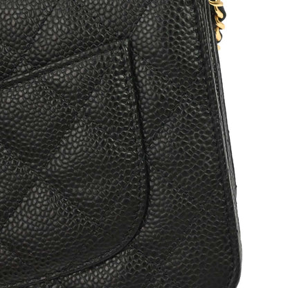 Chanel 2019 Black Caviar Skin Classic WOC Wallet on Chain Shoulder Bag