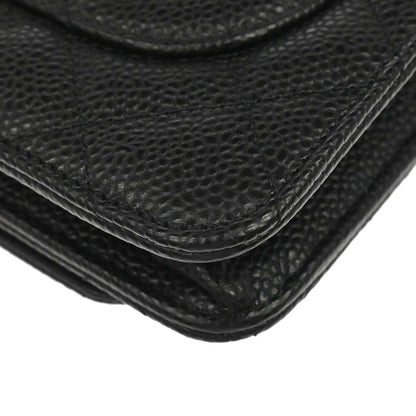 Chanel 2019 Black Caviar Skin Classic WOC Wallet on Chain Shoulder Bag