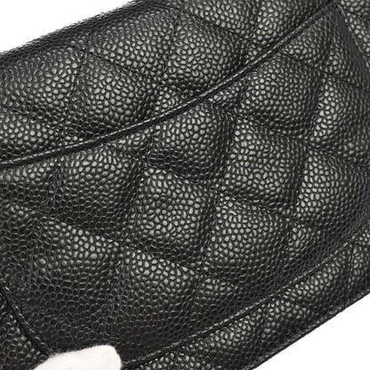 Chanel 2019 Black Caviar Skin Classic WOC Wallet on Chain Shoulder Bag