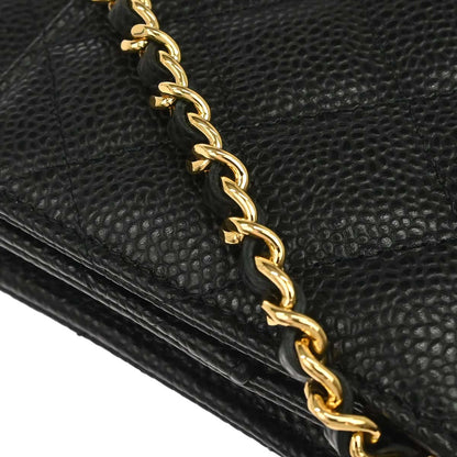 Chanel 2019 Black Caviar Skin Classic WOC Wallet on Chain Shoulder Bag