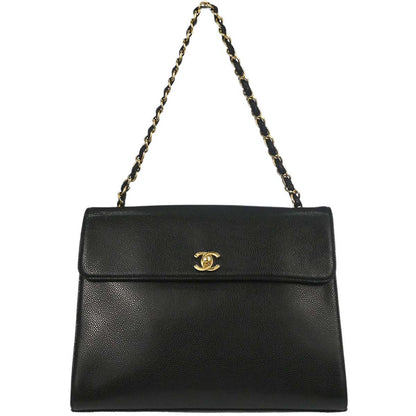 Chanel 2000-2002 Black Caviar Skin Handbag