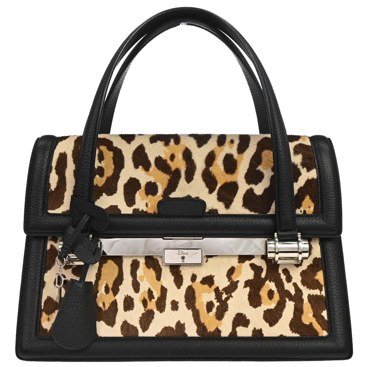 Christian Dior Beige Pony Hair Leopard Print Handbag