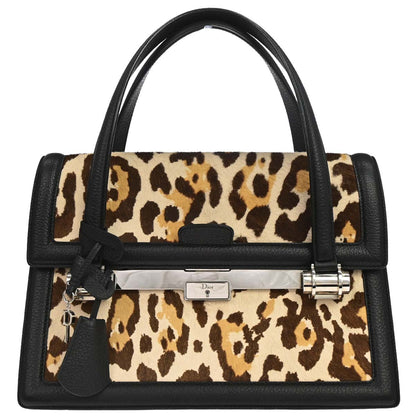 Christian Dior Beige Pony Hair Leopard Print Handbag