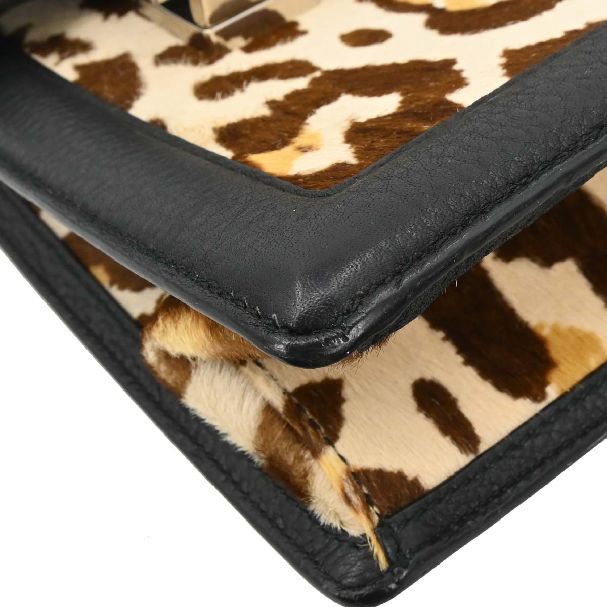 Christian Dior Beige Pony Hair Leopard Print Handbag