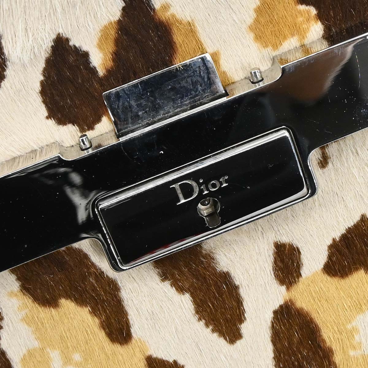 Christian Dior Beige Pony Hair Leopard Print Handbag