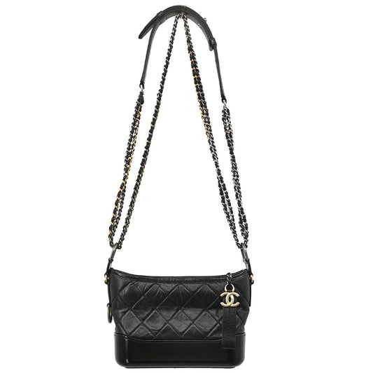 Chanel 2019 Black Lambskin Calfskin Small Gabrielle Shoulder Bag