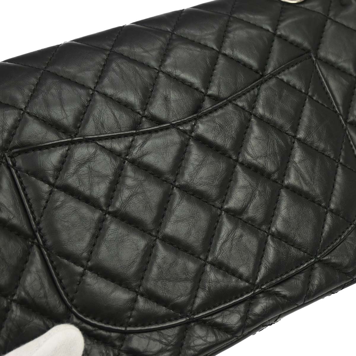 Chanel Black Calfskin 2.55 Classic Double Flap Shoulder Bag