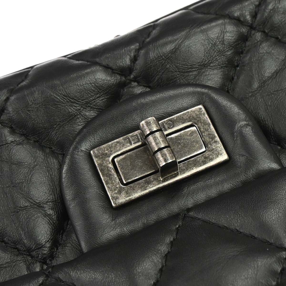 Chanel Black Calfskin 2.55 Classic Double Flap Shoulder Bag