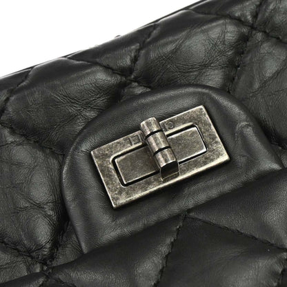 Chanel Black Calfskin 2.55 Classic Double Flap Shoulder Bag