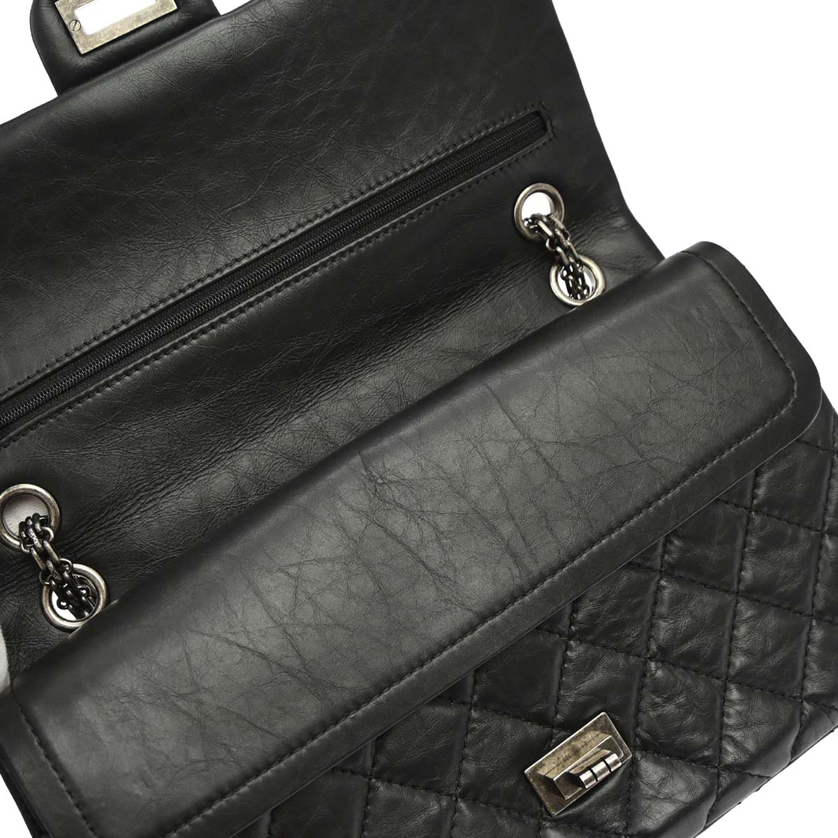 Chanel Black Calfskin 2.55 Classic Double Flap Shoulder Bag