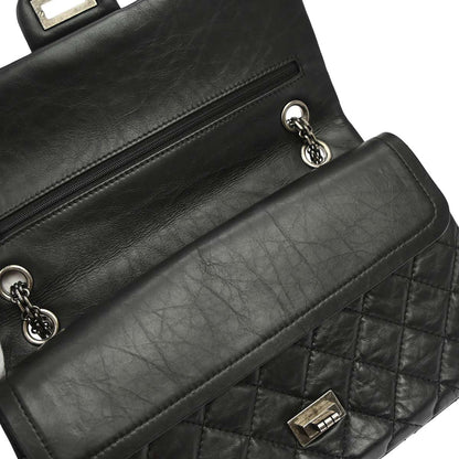 Chanel Black Calfskin 2.55 Classic Double Flap Shoulder Bag