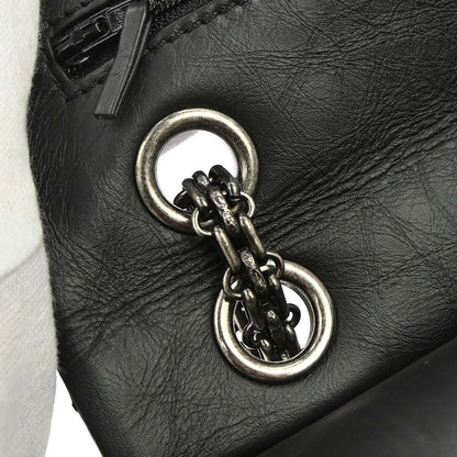Chanel Black Calfskin 2.55 Classic Double Flap Shoulder Bag