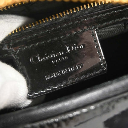 Christian Dior Black Patent leather Medium Lady Dior Cannage 2way Shoulder Handbag