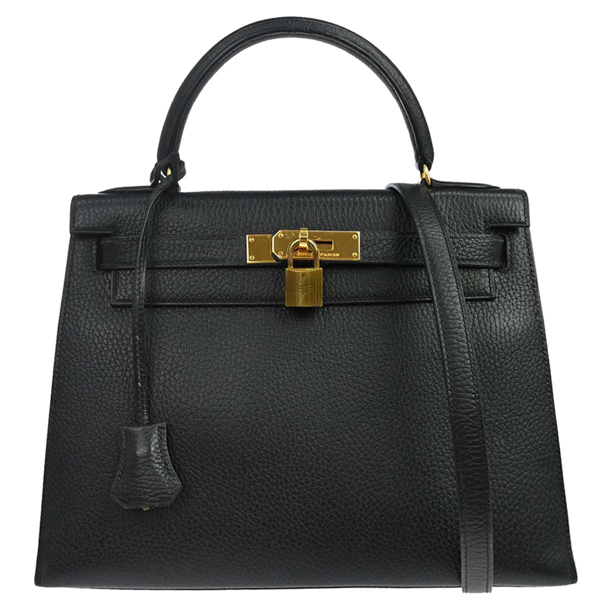 Hermes Black Ardennes Kelly 28 Sellier 2way Shoulder Handbag
