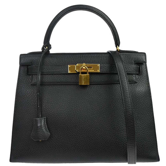 Hermes Black Ardennes Kelly 28 Sellier 2way Shoulder Handbag