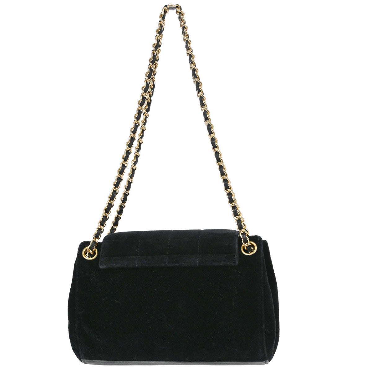 Chanel 2001-2003 Black Velvet Choco Bar Mademoiselle Lock Shoulder Bag