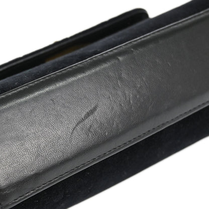Chanel 2001-2003 Black Velvet Choco Bar Mademoiselle Lock Shoulder Bag