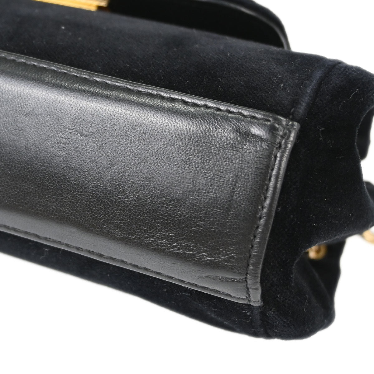 Chanel 2001-2003 Black Velvet Choco Bar Mademoiselle Lock Shoulder Bag