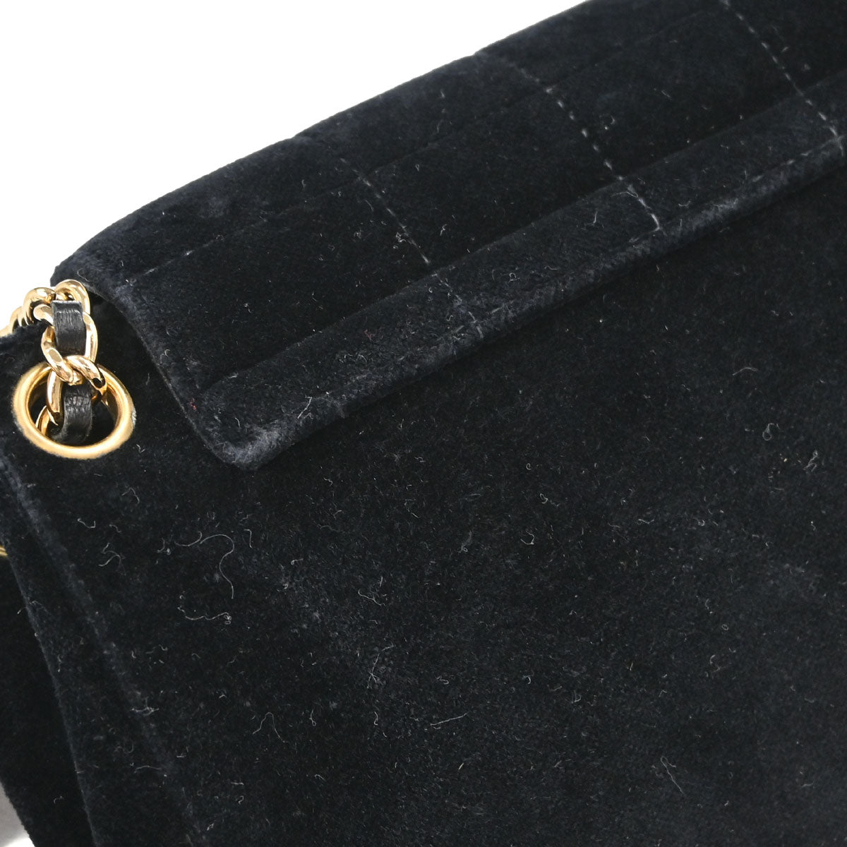 Chanel 2001-2003 Black Velvet Choco Bar Mademoiselle Lock Shoulder Bag