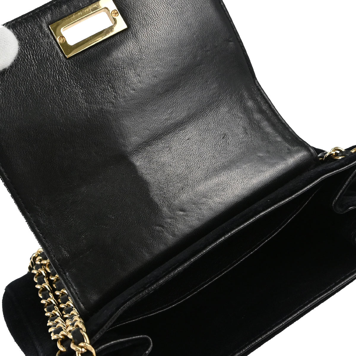 Chanel 2001-2003 Black Velvet Choco Bar Mademoiselle Lock Shoulder Bag