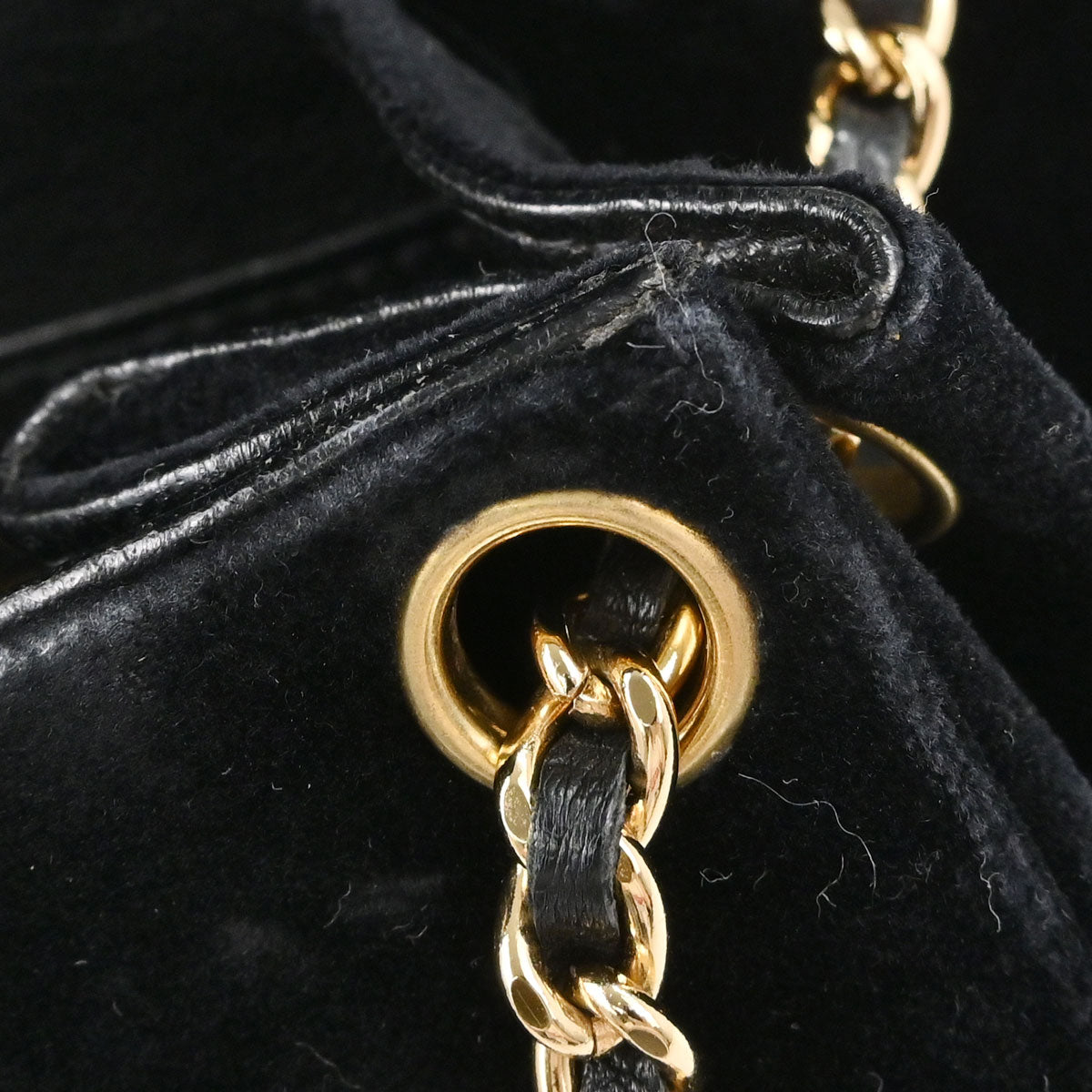 Chanel 2001-2003 Black Velvet Choco Bar Mademoiselle Lock Shoulder Bag