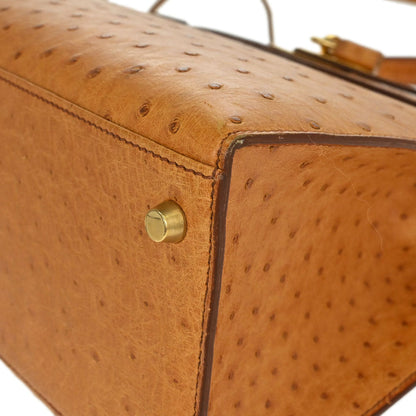 Hermes * Chestnut Ostrich Kelly 32 Sellier 2way Shoulder Handbag