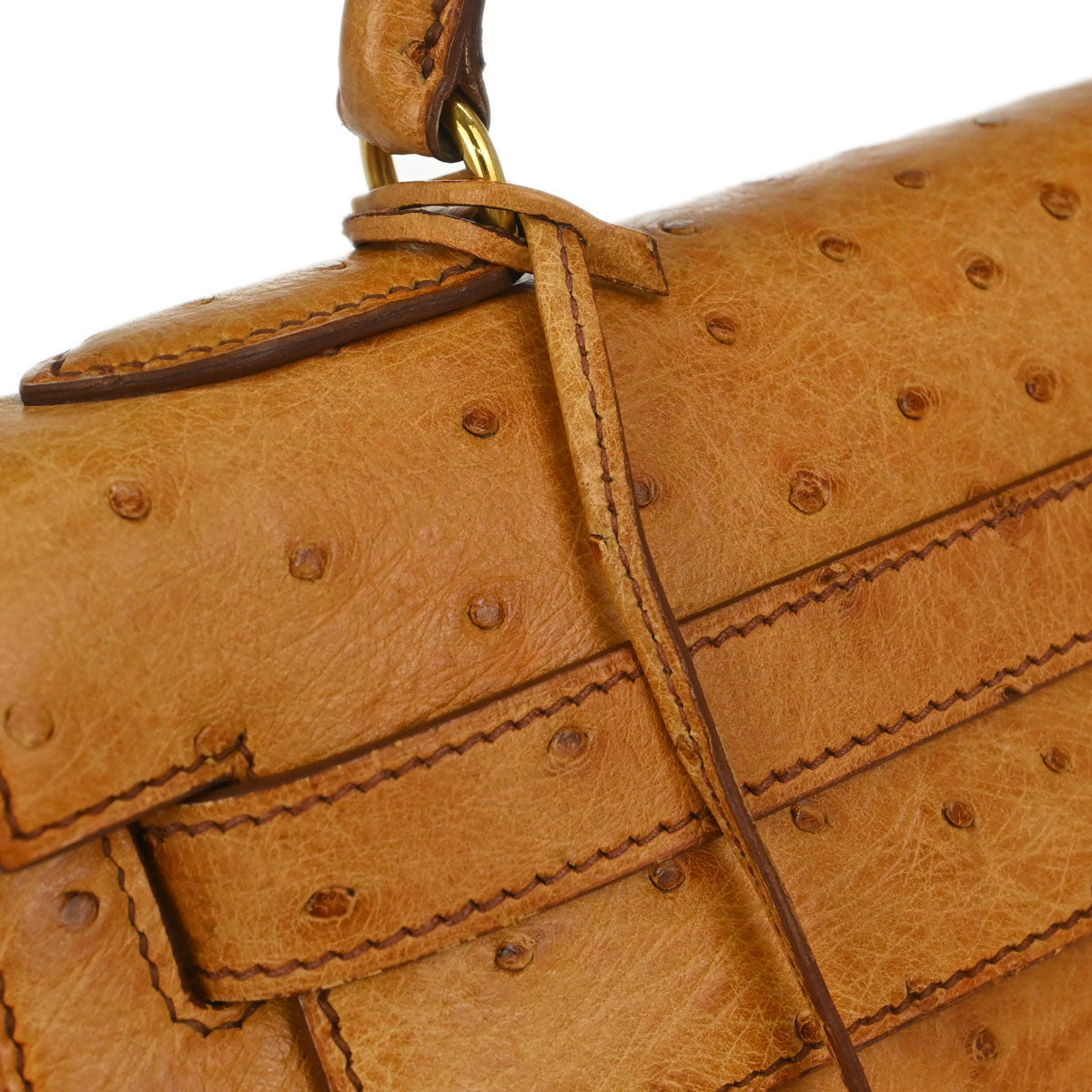 Hermes * Chestnut Ostrich Kelly 32 Sellier 2way Shoulder Handbag