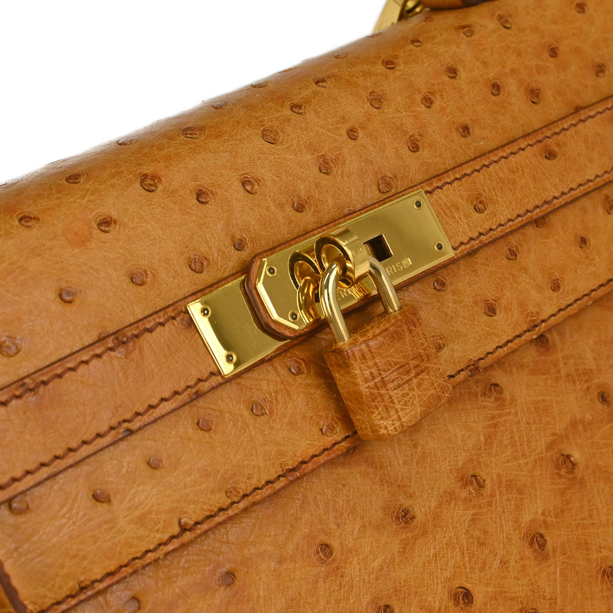 Hermes * Chestnut Ostrich Kelly 32 Sellier 2way Shoulder Handbag